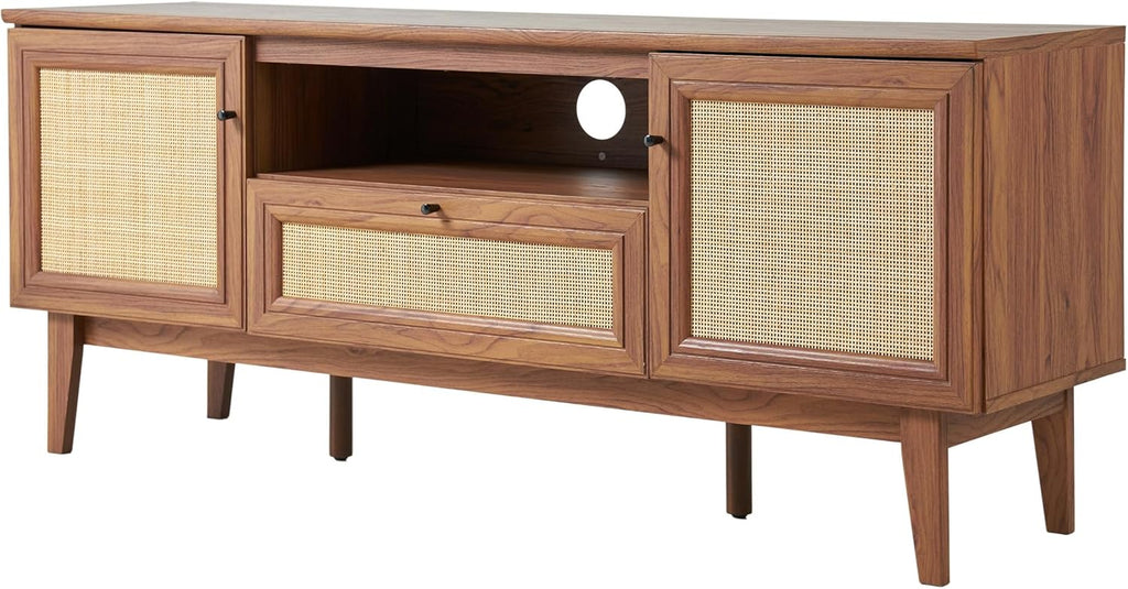 Walnut woven cane media console