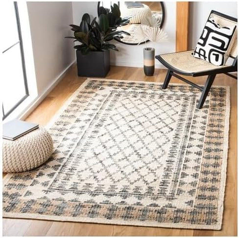 SAFAVIEH Kilim Collection Area Rug - 2'3" X 5', Ivory & Grey, Rustic Geometric Design, Handmade Flatweave Premium Jute, Ideal for the Living Room, Bedroom, Dining Room (KLM755A-25)
