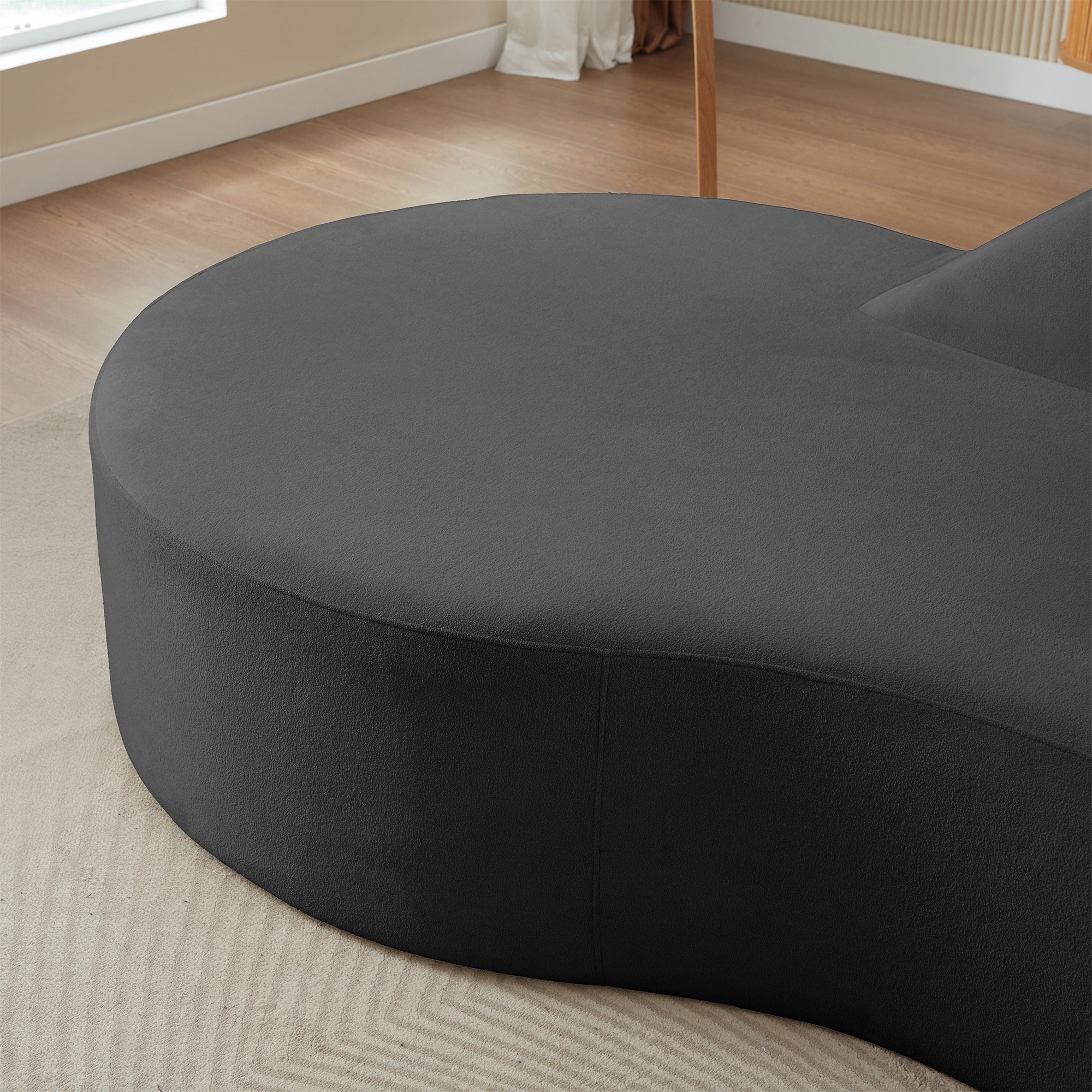 91" Modern Cloud Sofa Curved Boneless Couch Deep Seat Sofa for Living Room Bedroom, Chenille, Dark Gray