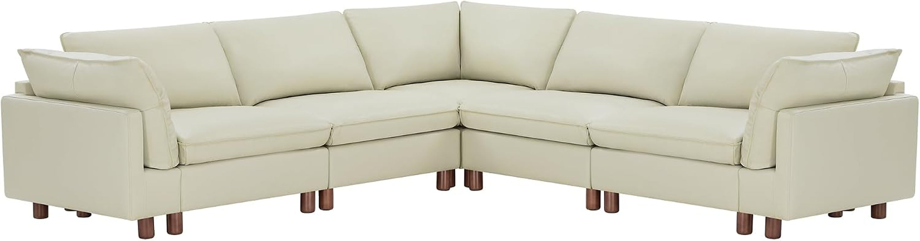 CHITA 118 inch leather sectional sofa in cream