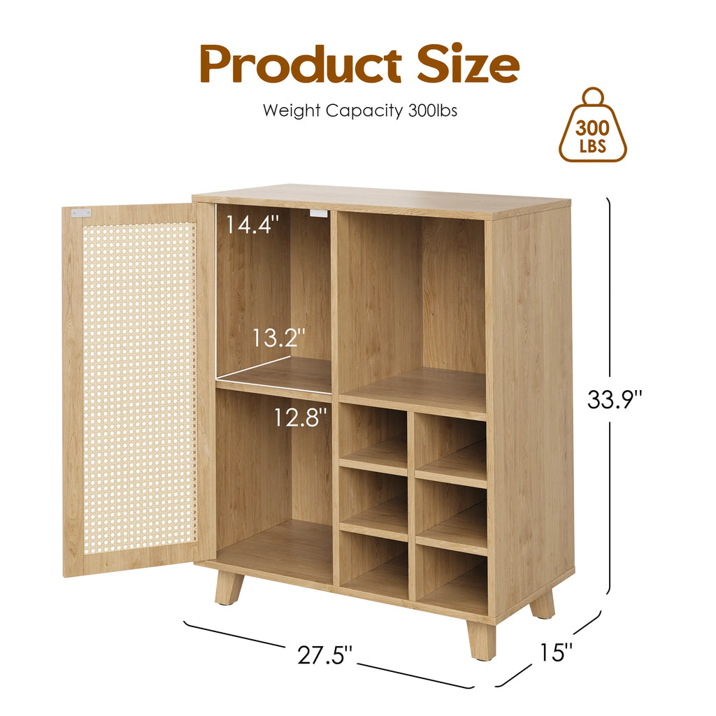 47" Sideboard Cabinet with Wine Racks & Storage, Buffet Table for Living Room, Farmhouse Home Bar Furniture