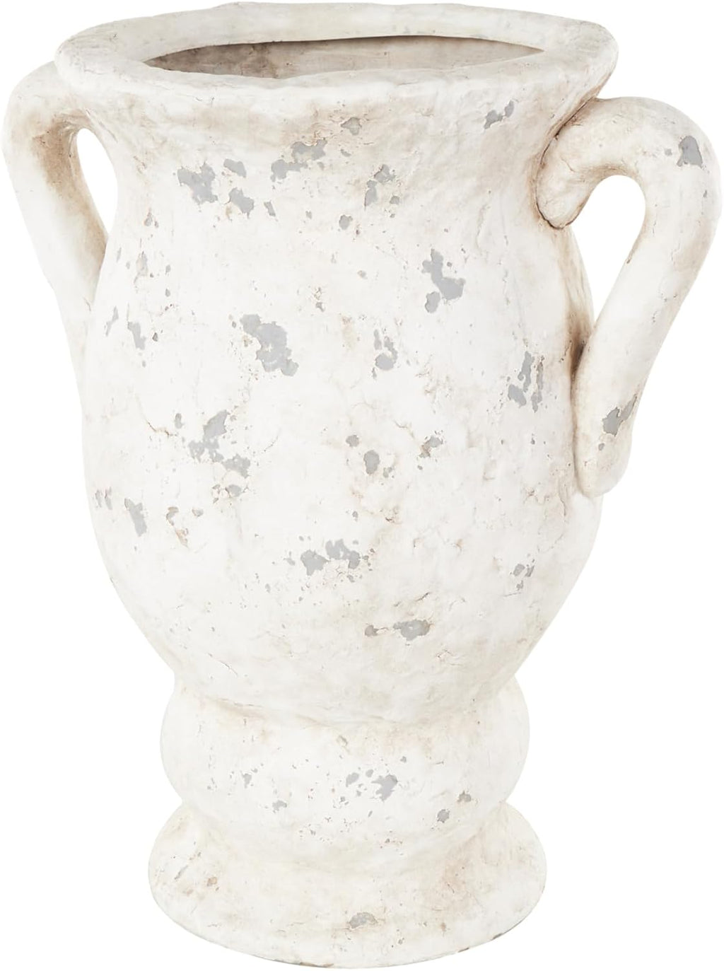 Deco 79 Ceramic Decorative Vase Antique Style Distressed Centerpiece Vase with Handles, Flower Vase for Home Decoration 14" X 11" X 18", Cream