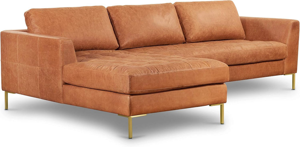 Cognac tan Italian leather sectional