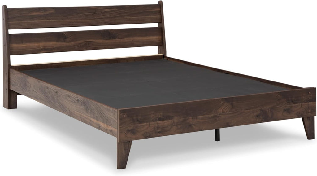 Signature Design by Ashley Calverson Queen Size Bed Frame with Headboard | Mocha Brown Engineered Wood, No Box Spring Needed, 600 Lb Capacity, 7-Inch Under-Bed Space
