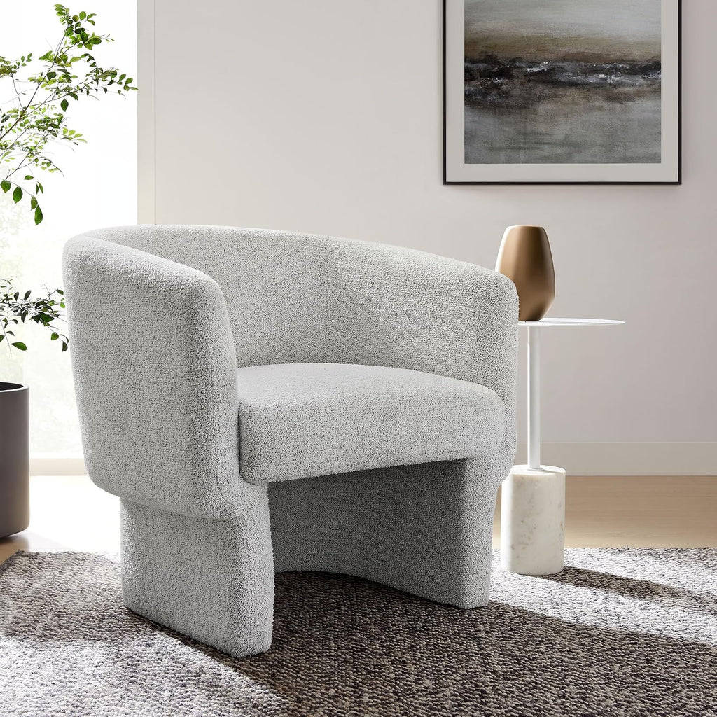 Muse Comfy Barrel Accent Chair in Newsprint