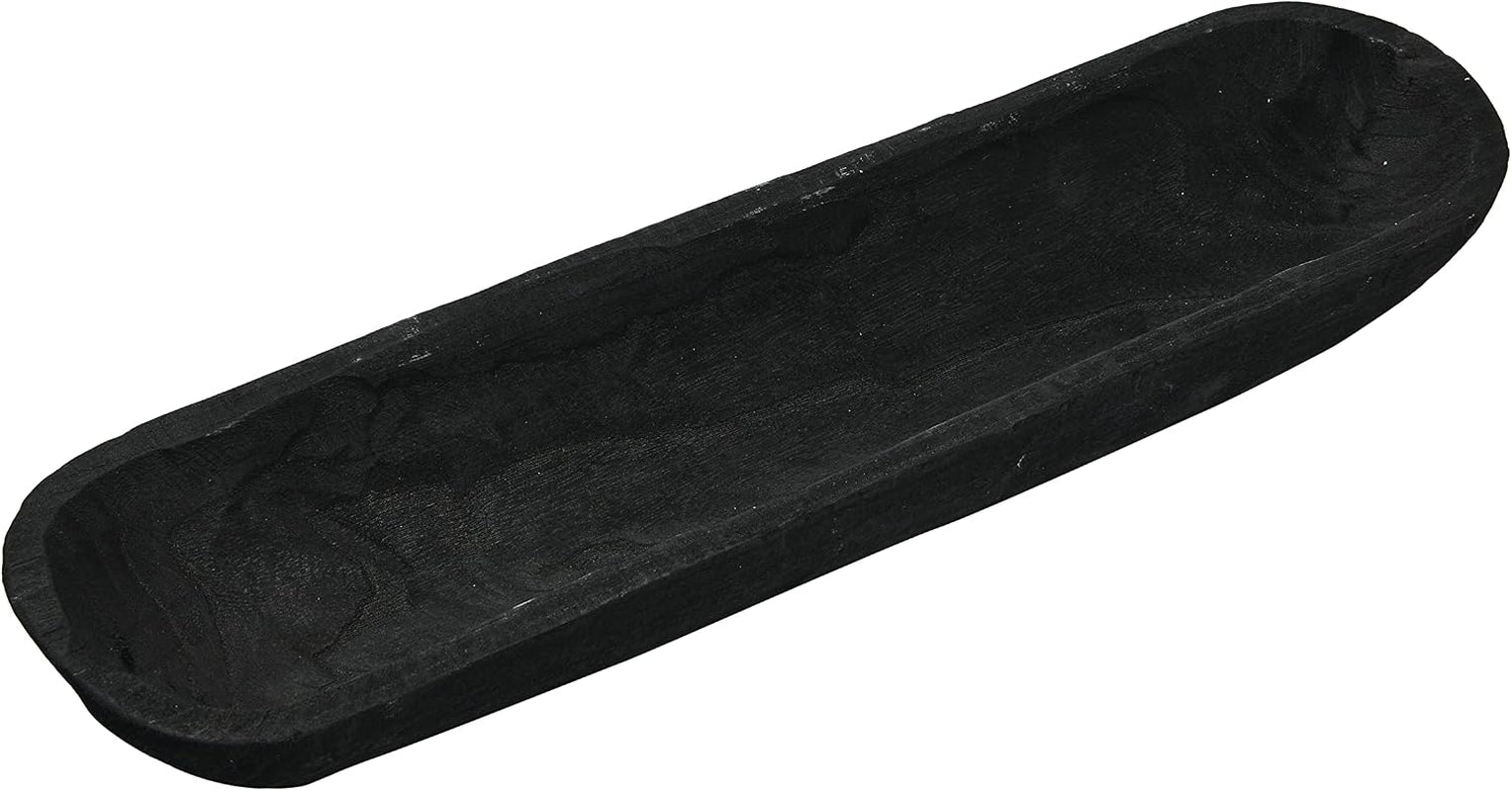 Creative Co-Op Decorative Paulownia Wood Bowl, Black