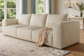 Oversized Deep Modular Sectional Sofa, 3-Seat Couch with 3 Pillows | Corduroy Sectional Couches for Living Room, Apartment, Office, Hotel, Bedroom, No Assembly Needed, Milky White