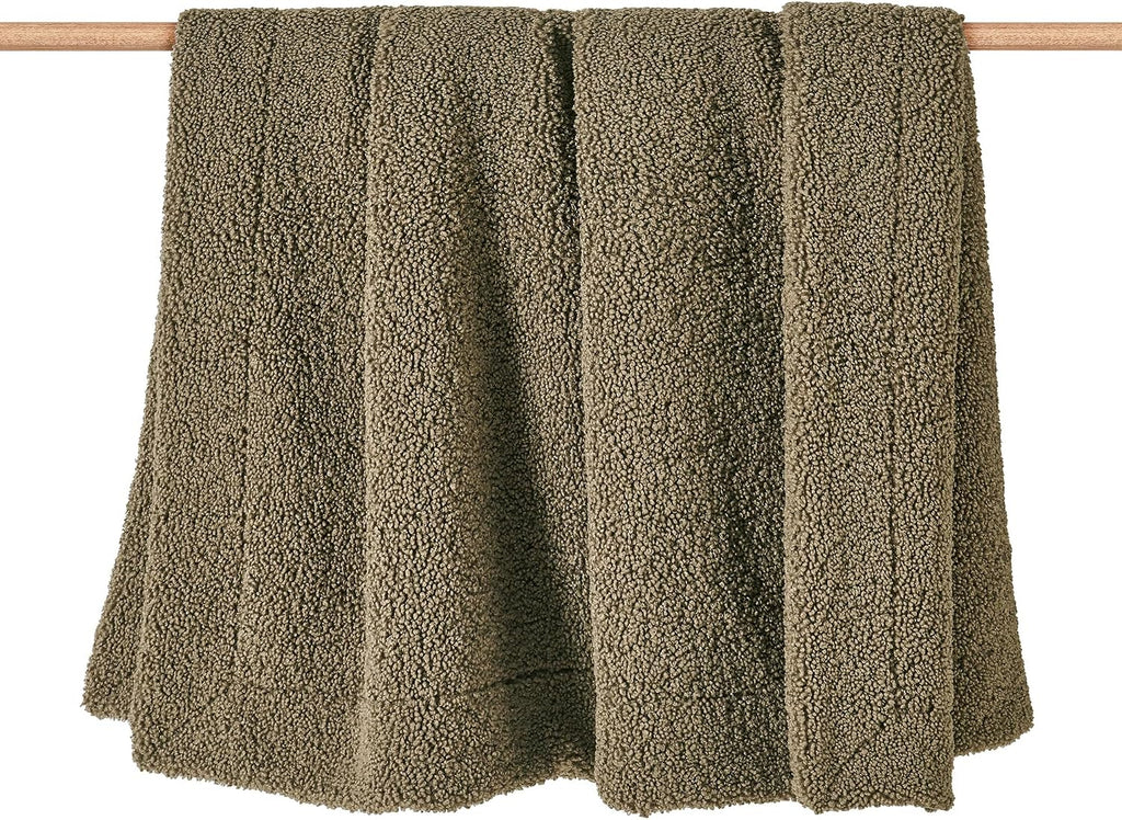 Hiend Accents Teddy Throw Blanket, 50X60 Inch, Dark Oak, Boucle Throw Blanket, Soft Cozy Classic Chic Casual Heavy Blanket, Modern Rustic Plush Comfy Warm Blanket for Bed, Sofa | Plush Woven Boucle, Soft Cozy Heavy Warm Blanket for Couch, Sofa, Bed, Moder