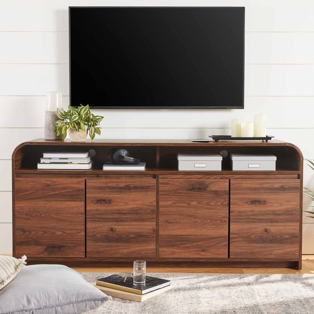 Juliet Curved TV Stand for Tvs up to 75 In, Walnut Finish