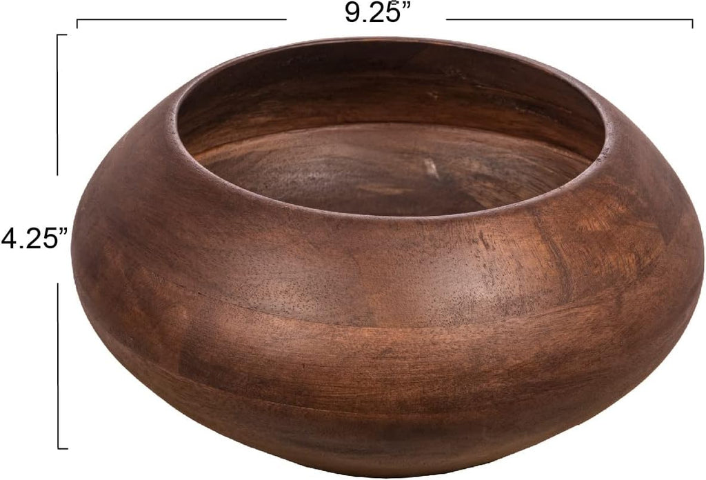 Modern round Wood Bowl, Walnut Finish