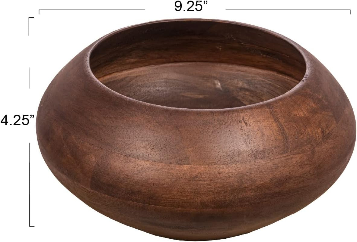 Modern round Wood Bowl, Walnut Finish