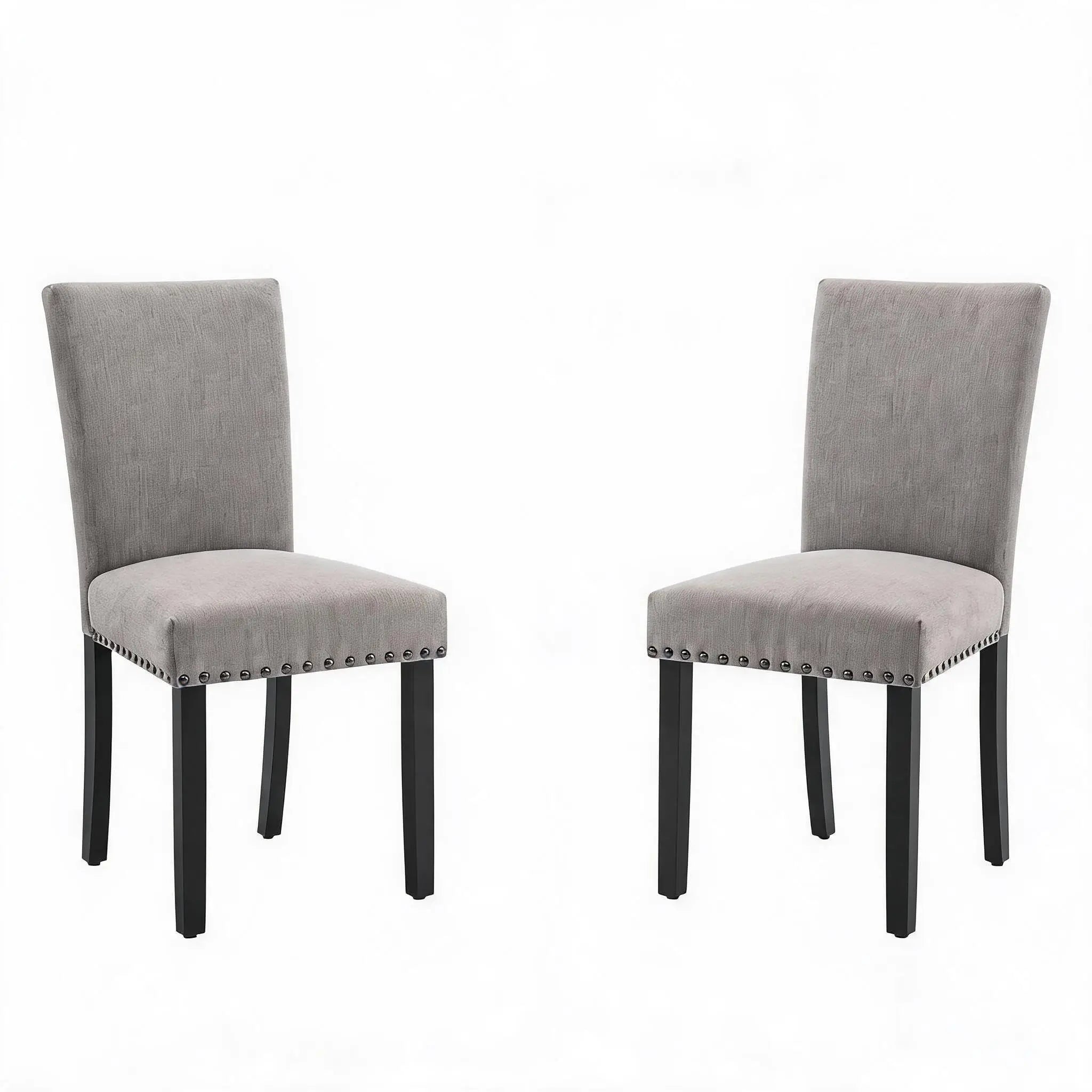 Upholstered Parsons Dining Chairs Set of 2, Fabric Padded Kitchen Chairs with Nailhead Trim & Sturdy Wood Legs, Modern Mid-Century Accent Seating for Living Room, Dining Room, Breakfast Nook