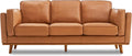 Valencia Artisan Full Leather Sofa 88” - Pure Full Italian Nappa Leather Couch, Solid Wood Accent, Ultimate Comfort, Cognac Tan