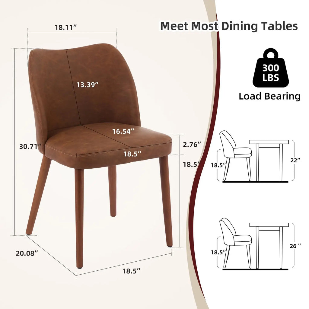 Modern Dining Chairs Set of 2, Comfortable Linen Upholstered Accent Chair with Ergonomic Backrest & Rubberwood Legs, Comfy Kitchen Furniture for Living Room Apartments