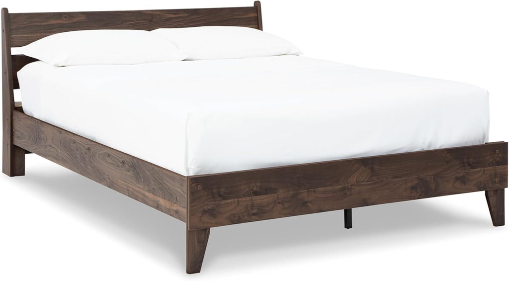 Signature Design by Ashley Calverson Queen Size Bed Frame with Headboard | Mocha Brown Engineered Wood, No Box Spring Needed, 600 Lb Capacity, 7-Inch Under-Bed Space