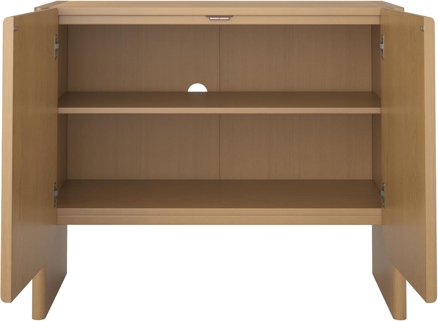 Nathan James Jacala Mid Century Modern Media Console Cabinet or TV Stand, Entryway Storage Cabinet with Doors and Wood Frame, Raw Oak, Set of 2