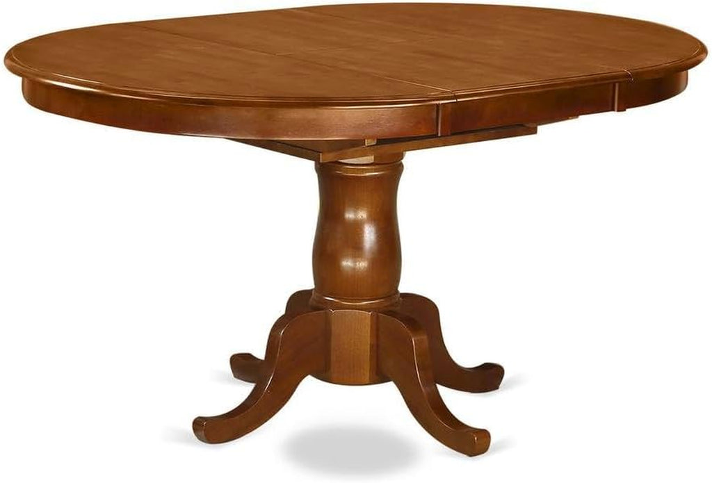 Oval Dining Table Solid Wood Expandable Table for 6 with 18" Butterfly Leaf, Classic Pedestal Base for Kitchen and Dining Spaces, Saddle Brown