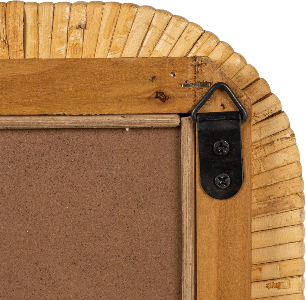 Natural square rattan wall mirror
