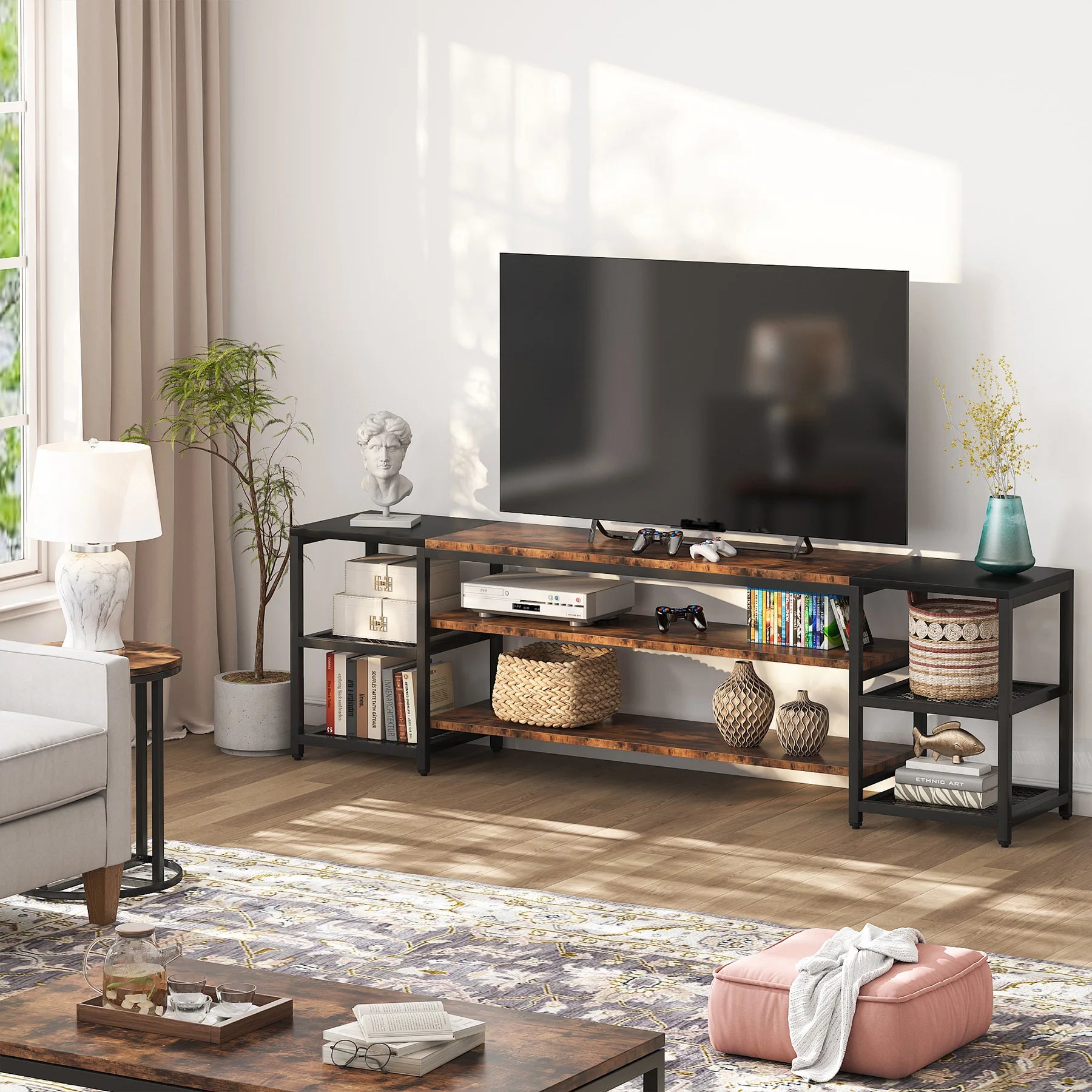 78 Inch TV Stand for Tvs up to 85 Inch, Media Entertainment Center Console Table, 3-Tier TV Console Table