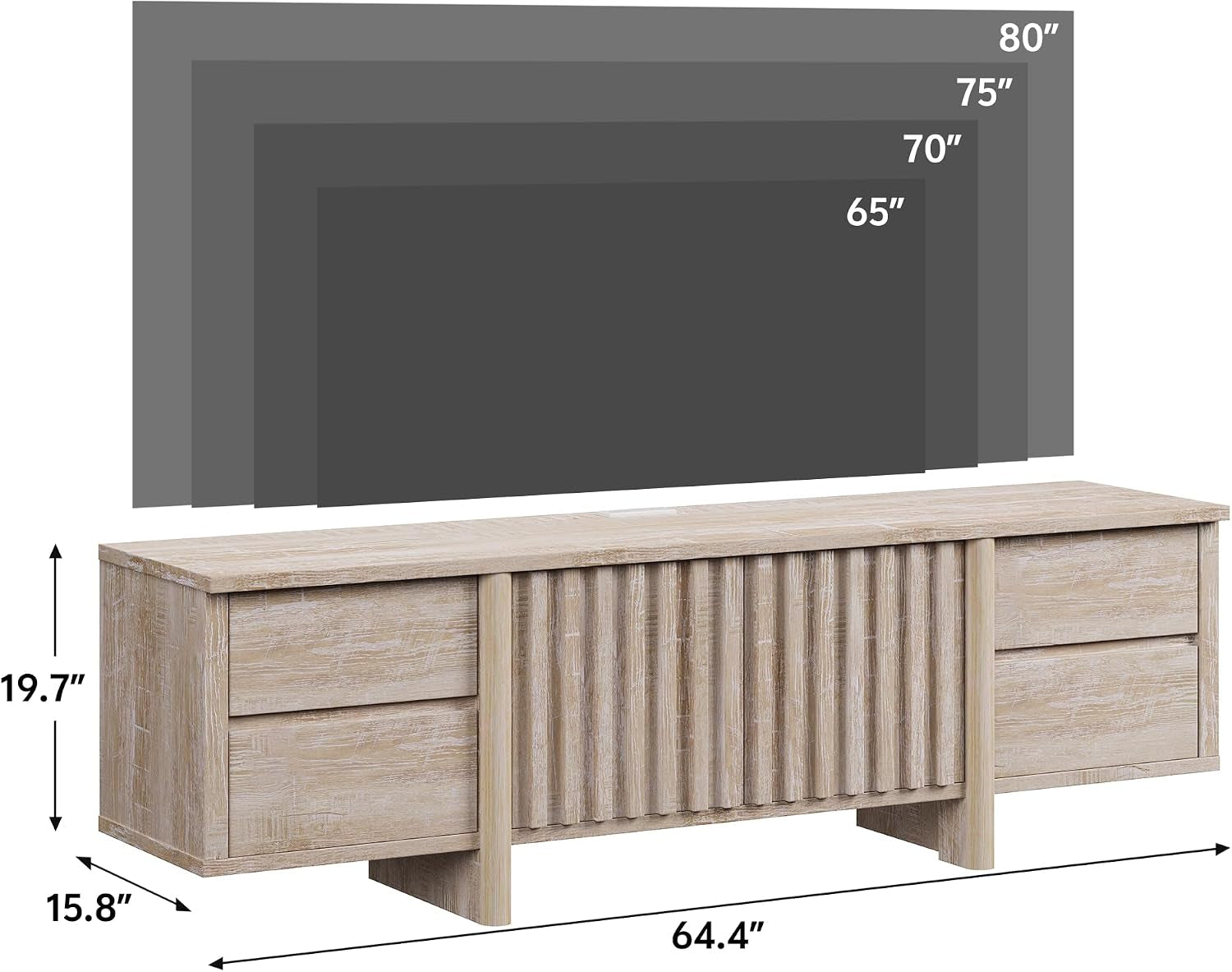 Walnut mid century media console with drawers
