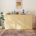 66.3In Large Sideboard Buffet Cabinet, Kitchen Modern Fluted Cupboard Coffee Bar Console Table Credenza Storage Cabinet with Adjustable Shelves for Living Room Hallway, 4 Doors