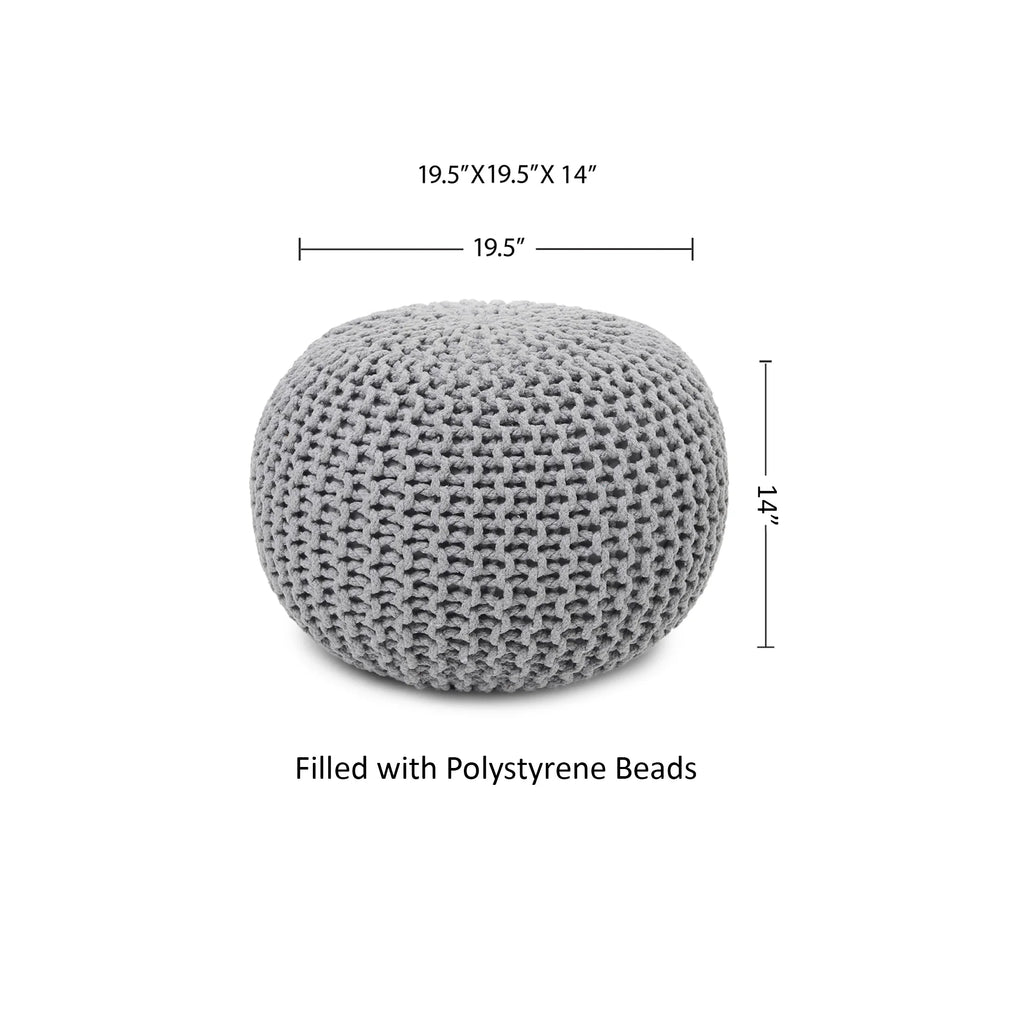 ·  · round Pouf Ottoman - Hand Knitted Cable Boho Poof Home Décor Pouffe Circular Footrest for Living Room - Nursery - Bedroom - Lounge 100% Cotton (19.5”X19.5”X14”) - Gray, Set of 2
