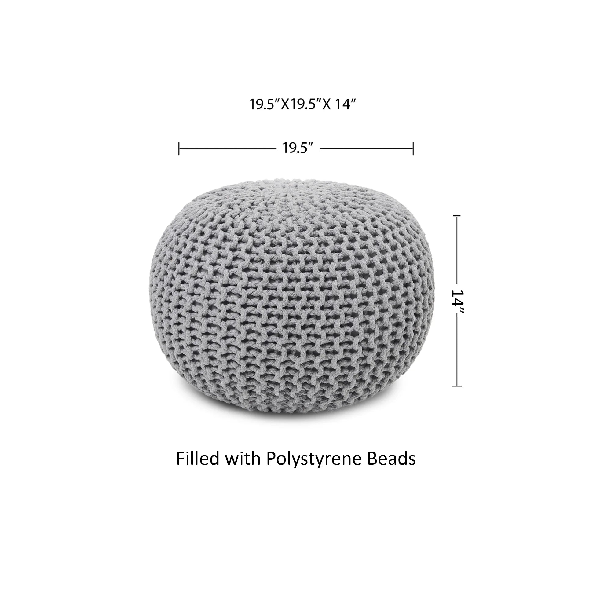 ·  · round Pouf Ottoman - Hand Knitted Cable Boho Poof Home Décor Pouffe Circular Footrest for Living Room - Nursery - Bedroom - Lounge 100% Cotton (19.5”X19.5”X14”) - Gray, Set of 2