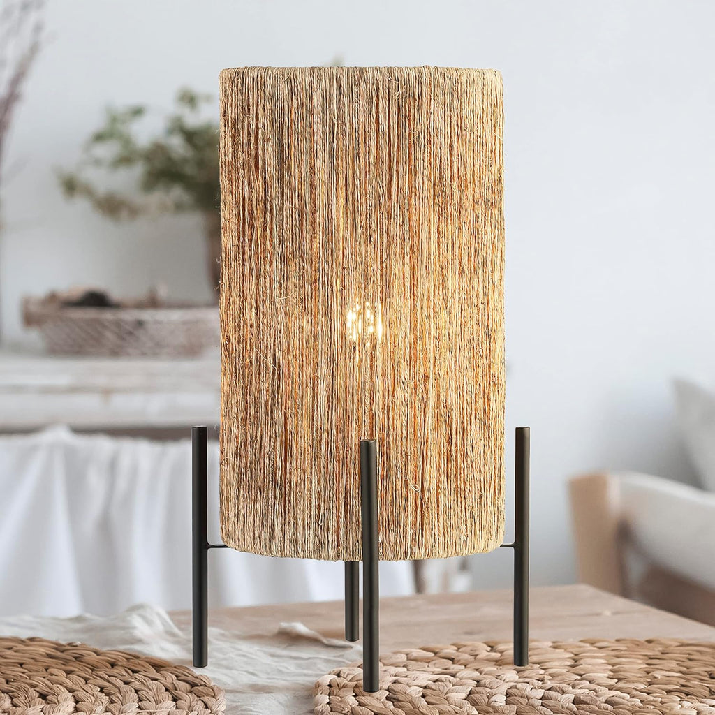 Light brown coastal rattan table lamp