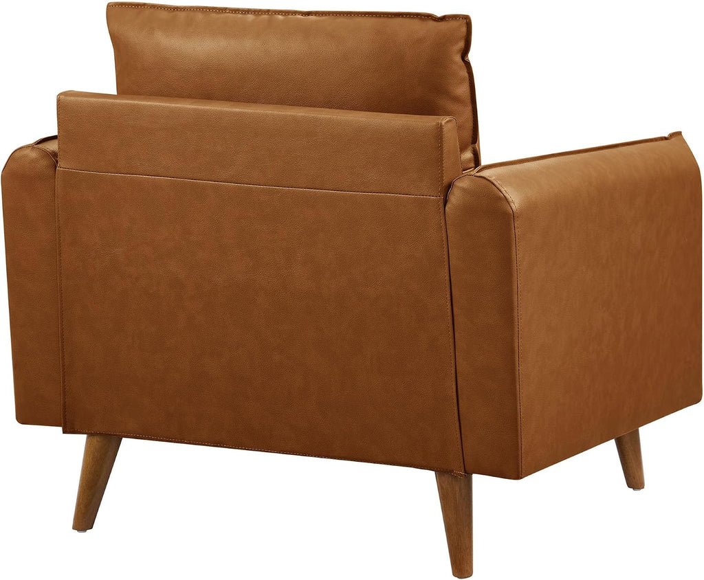Tan faux leather accent armchair