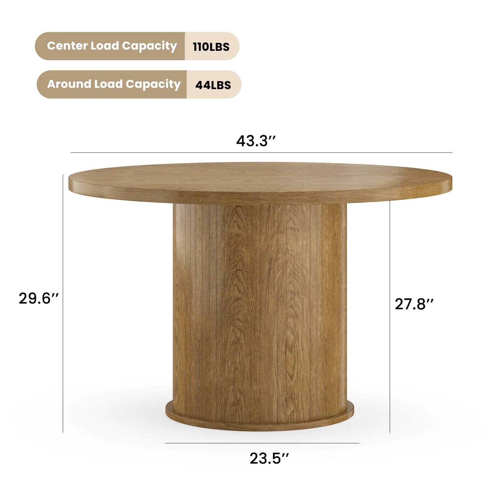 43" round Dining Table for 4 People, Small Space Kitchen Table, Modern Dinner Table with Easy Assembly for Dining Room, Apartment