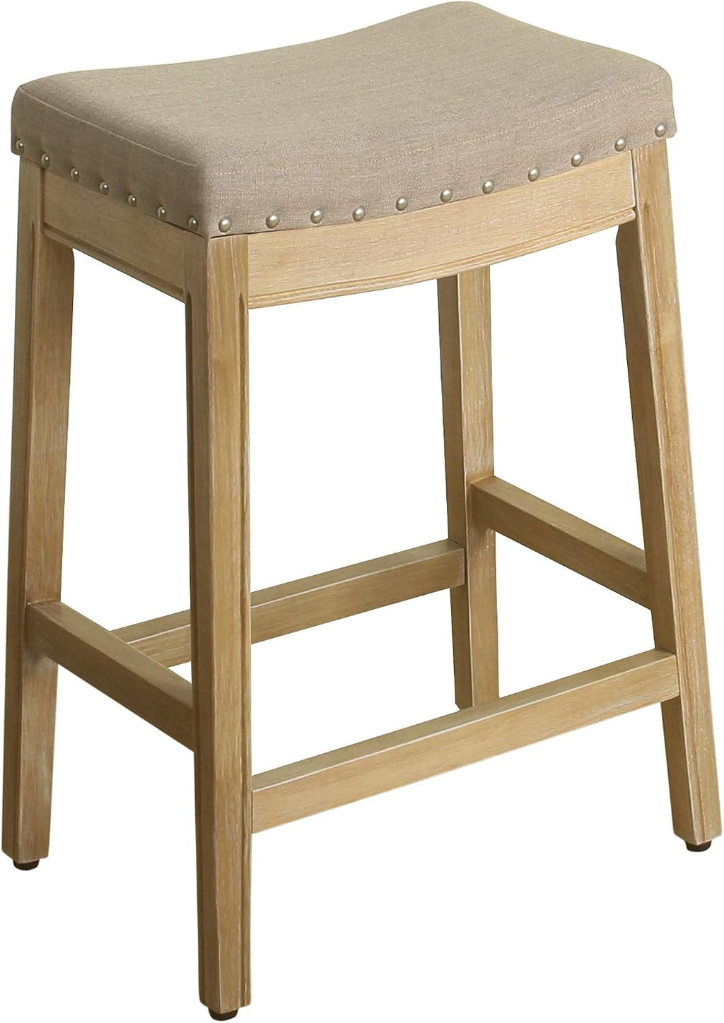 Home Decor | Backless Nailhead Trim Counter Height Bar Stools | 24 Inch Bar Stools | Decorative Home Furniture (Linen)