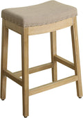 Home Decor | Backless Nailhead Trim Counter Height Bar Stools | 24 Inch Bar Stools | Decorative Home Furniture (Linen)