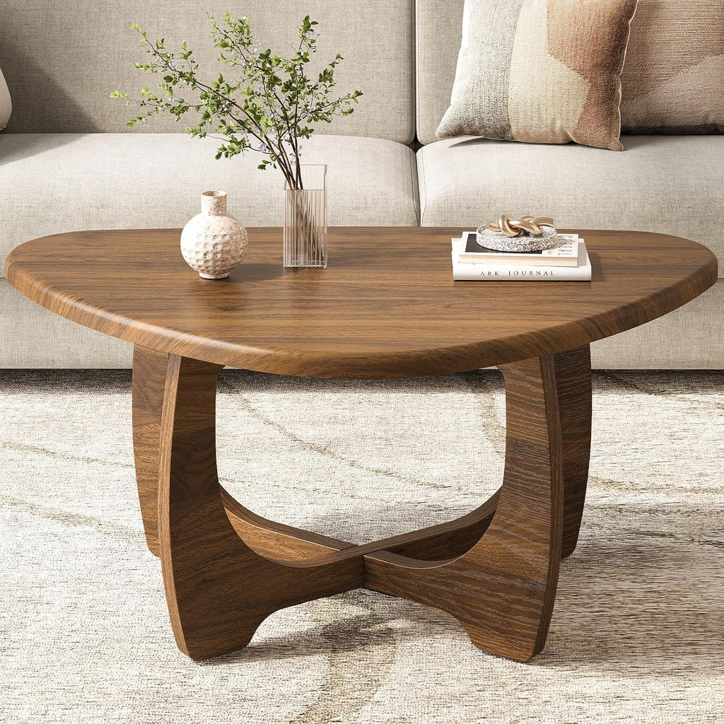 Walnut mid century round coffee table