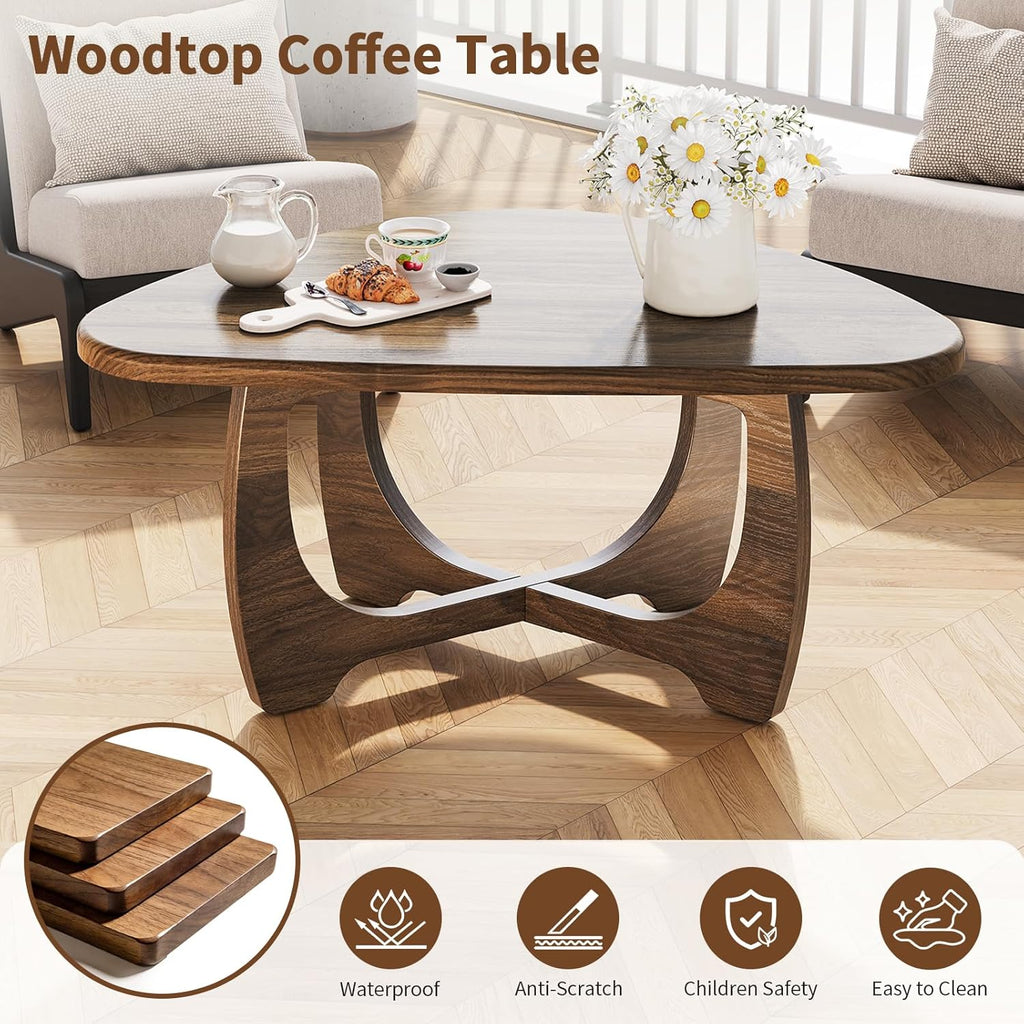 Walnut mid century round coffee table
