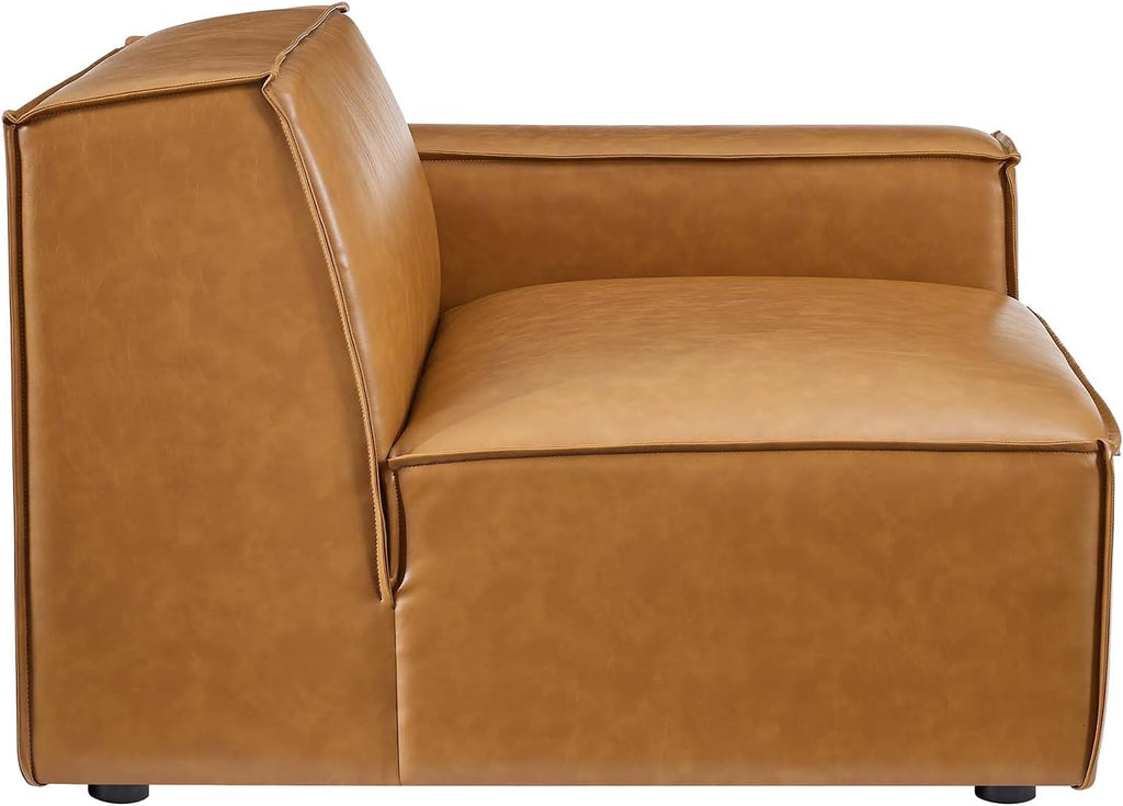 Restore Vegan Leather Sectional Sofa, 82 X 164 X 28, Tan