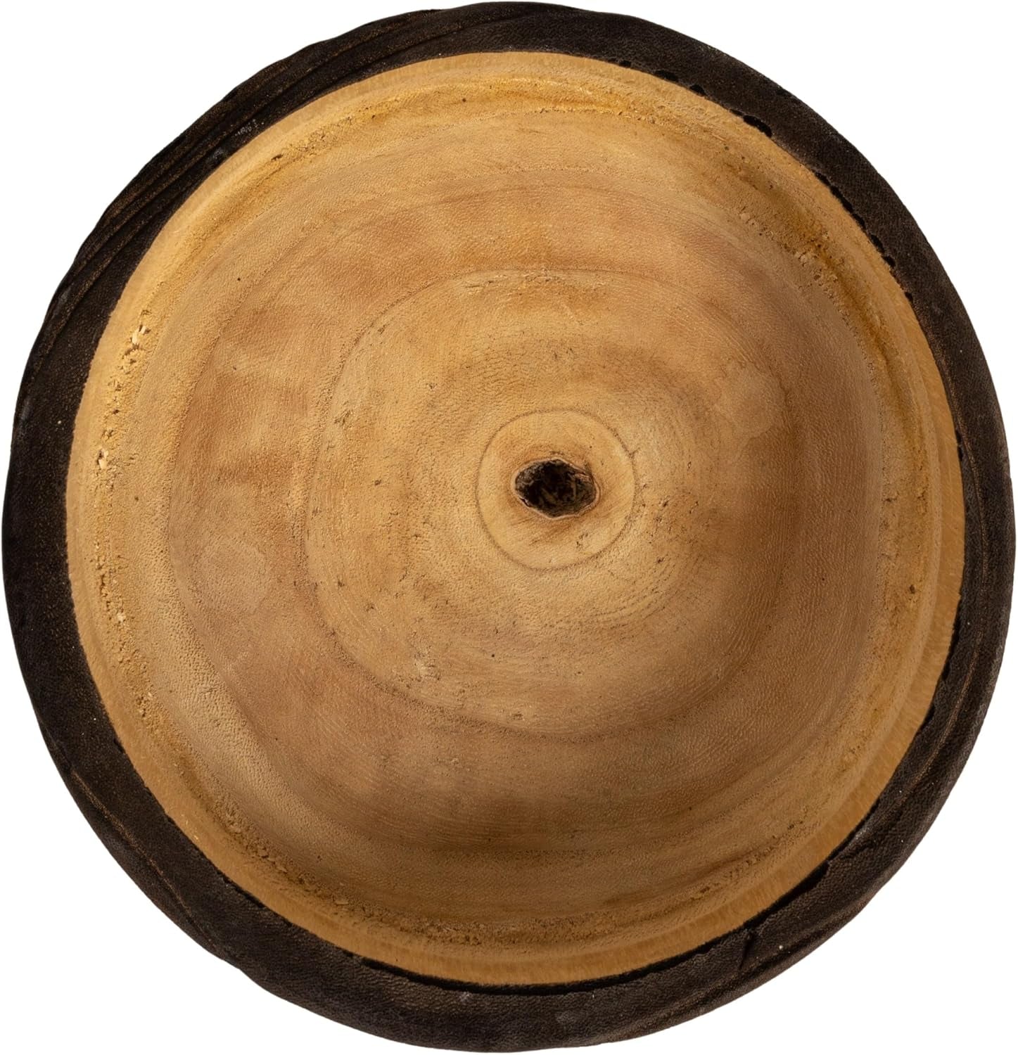 Creative Co-Op round Paulownia Wood Decorative Bowl, Marbled Brown Finish