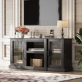 58" Farmhouse TV Stand for 65 Inch TV, Tall Entertainment Center with Storage Cabinets & Adjustable Shelves, Modern Media Console Table with Acrylic Doors for Living Room Bedroom