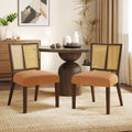 Dining Chairs Set of 2, Upholstered Armless Dining Chairs with Rattan Cane Backrest and Rubberwood Frame, Mid-Century Modern Dining Room Chairs for Kitchen and Living Room