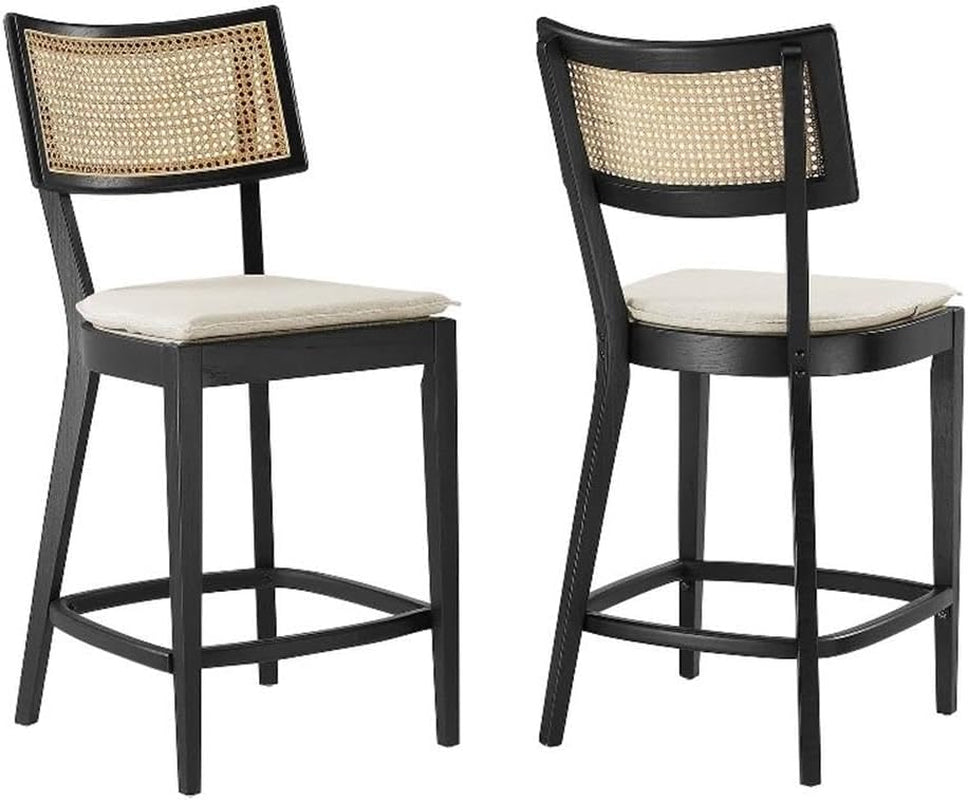 Caledonia Wood Counter Stools - Set of 2 in Black Beige
