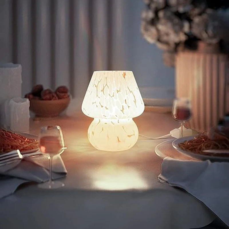 Sprinkle Mushroom Table Lamp Nordic Khaki Girly Living Room Bar Homestay Bedroom Bedside Glass Ambient Decorative Night Light