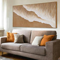 Neutral Beige Textured Canvas Prints 24X48 Inch, Large Framed Artwork with Wooden Frame, Modern Abstract Home Decoration for Bedroom Living Room or Office
