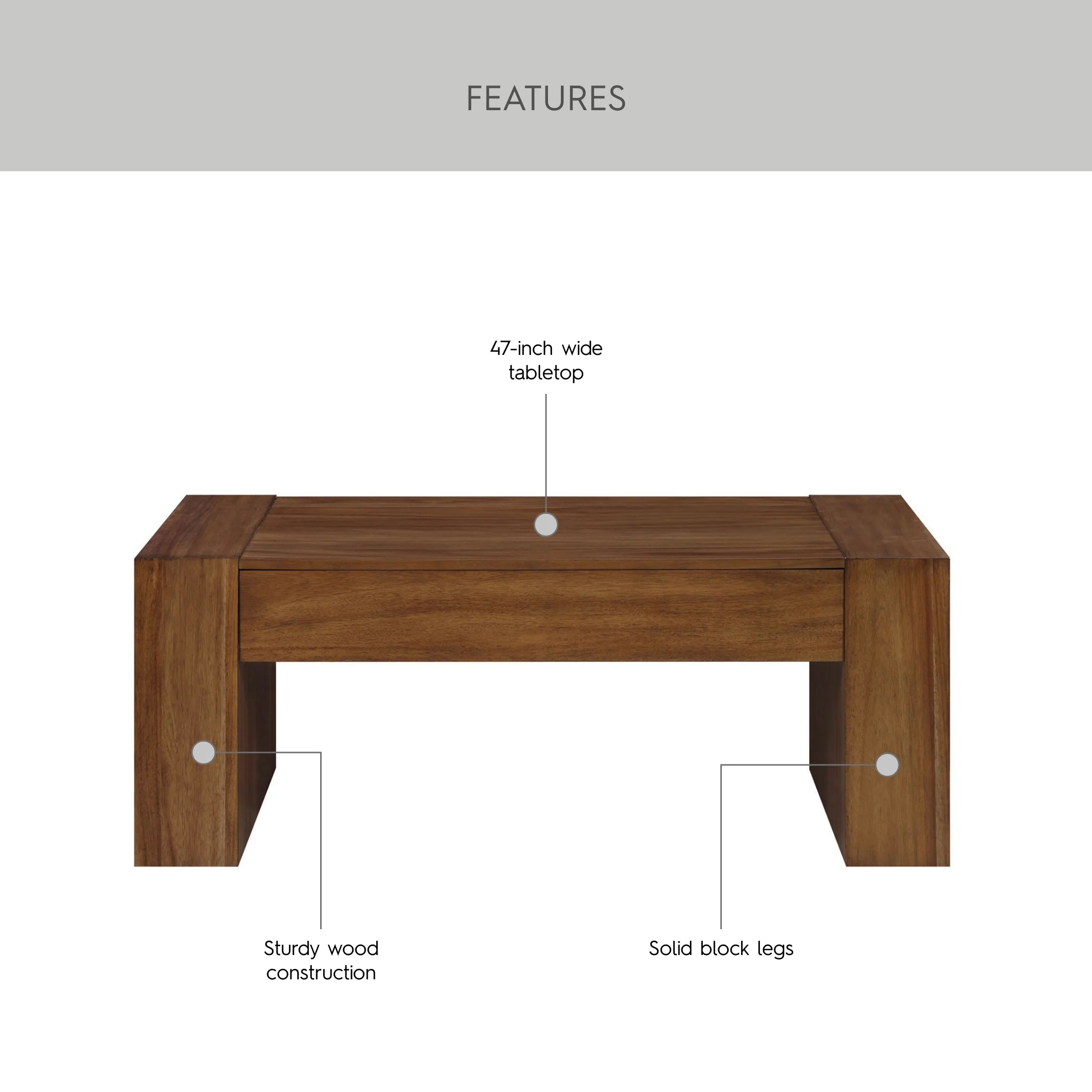 Ezra Oversized Coffee Table, Walnut