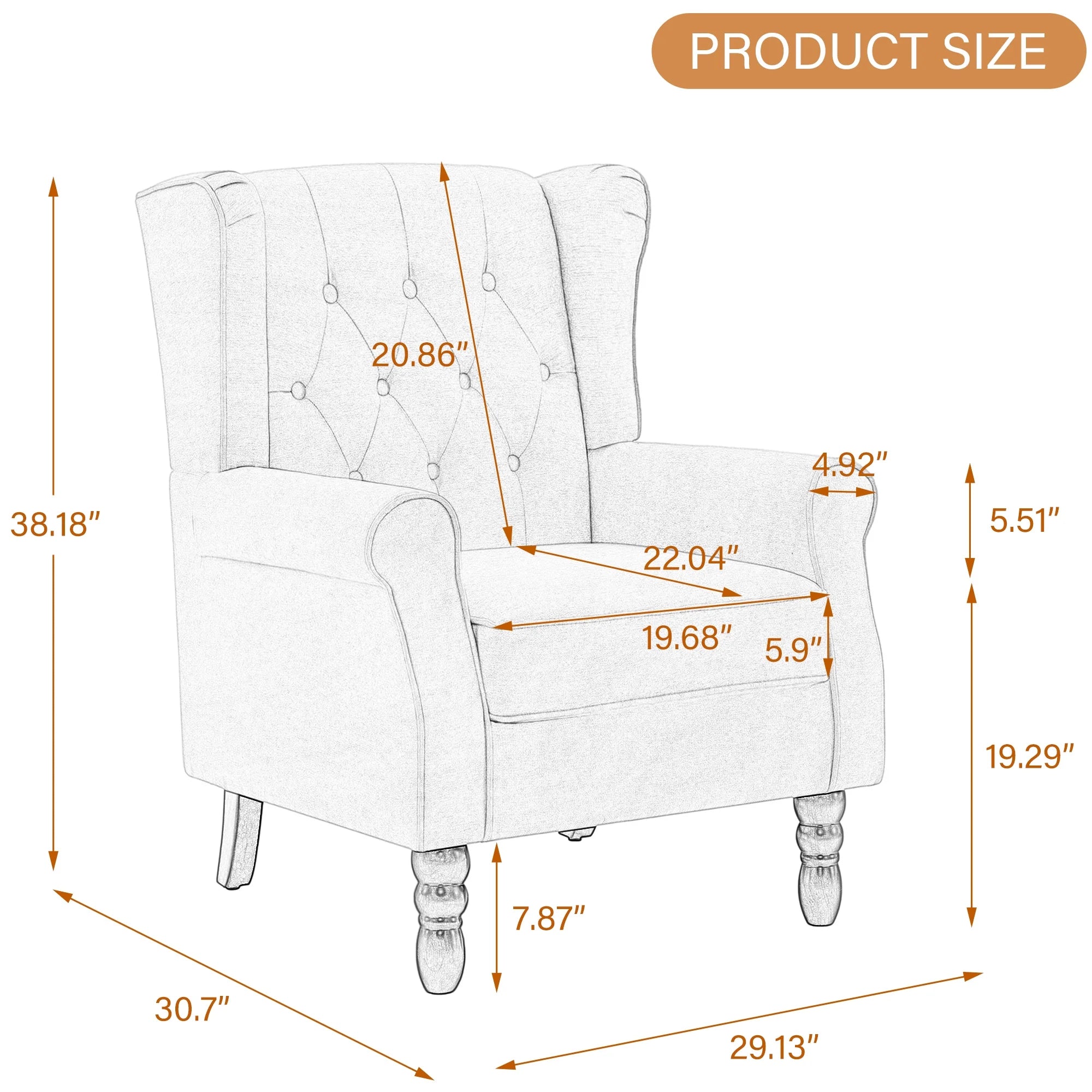 Wingback Accent Chair Upholstered Arm Chair High Back Chair Living Room with Solid Wood Frame, Tufted Green