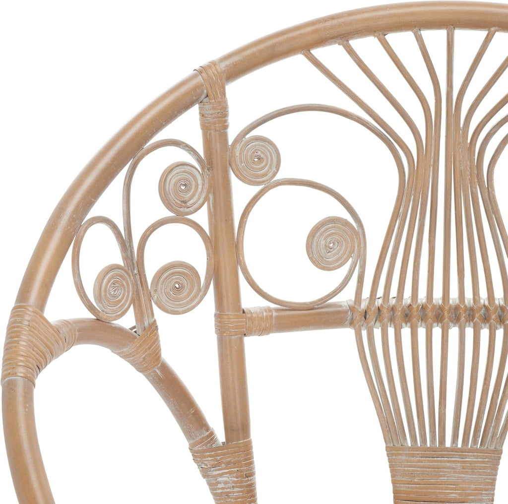 Grey and white rattan round accent chair
