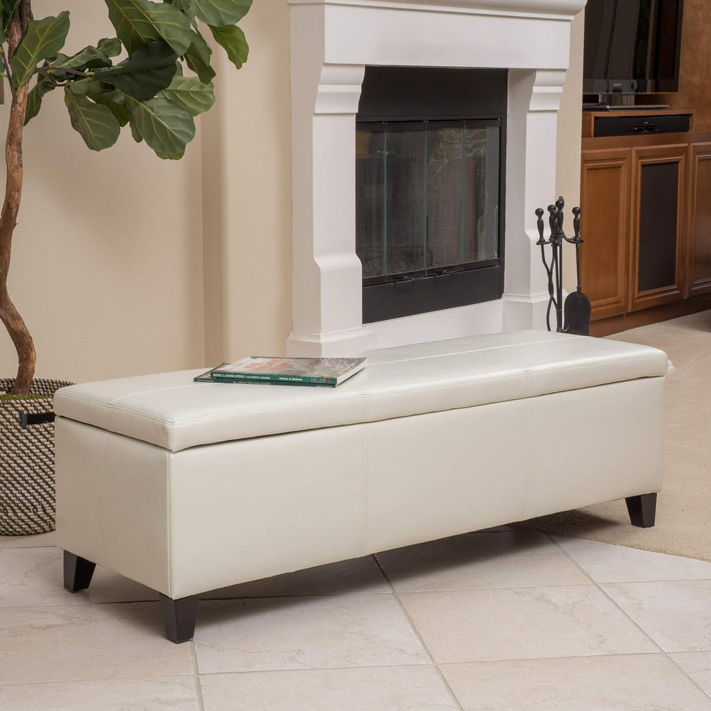 Christopher Knight Home Glouster PU Storage Ottoman, Ivory