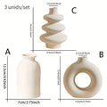 Set of 3 White Ceramic Bohemian Vase Set, Creative Home Decoration Vase Ornaments, Wedding Home Living Room Bedroom Decoration