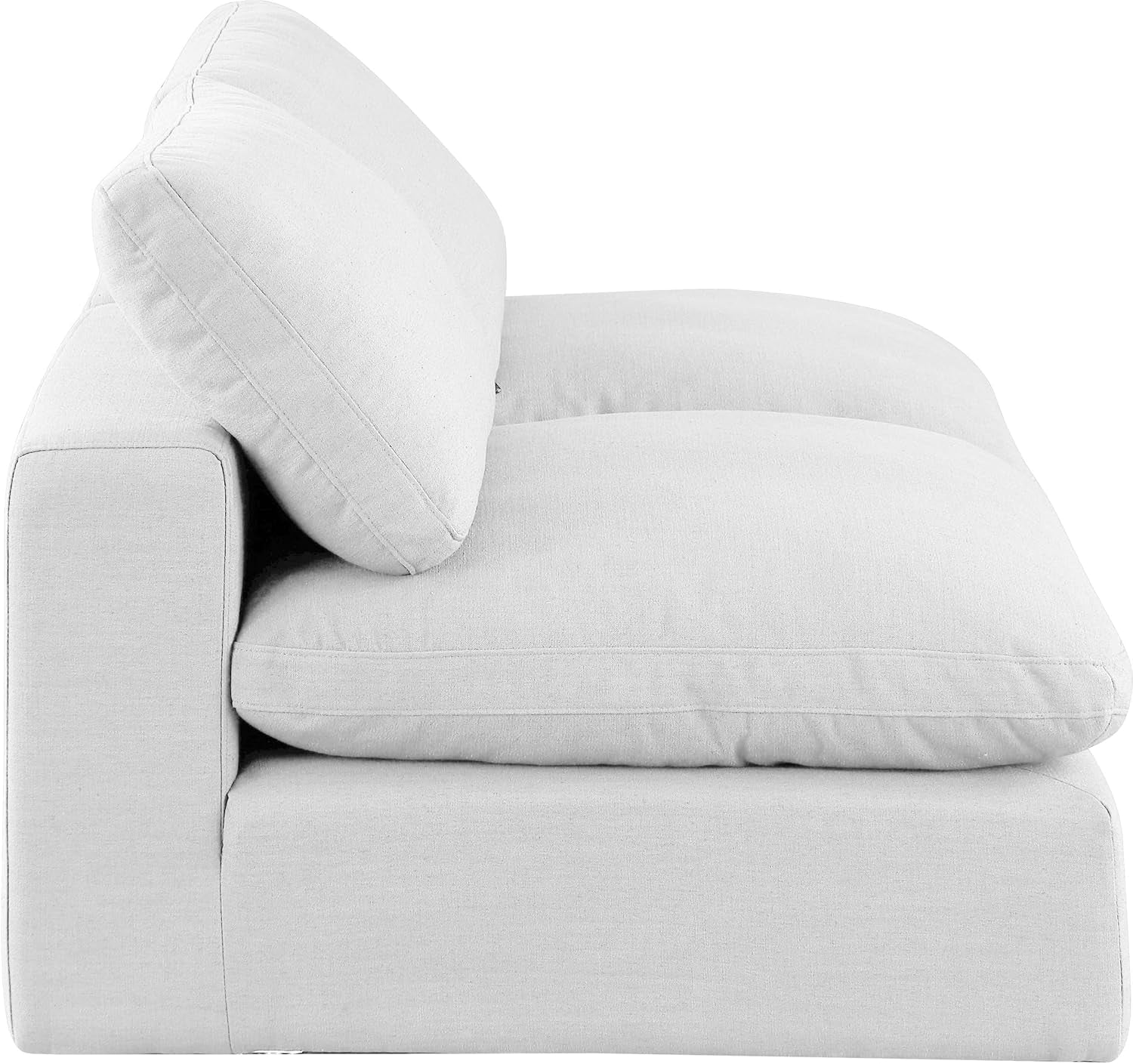 187White-S78 Comfy Collection Modern | Contemporary Upholstered Modular Sofa with White Linen Textured Fabric Upholstery, down Feather Cushions, 78" W X 40" D X 34.5" H, White