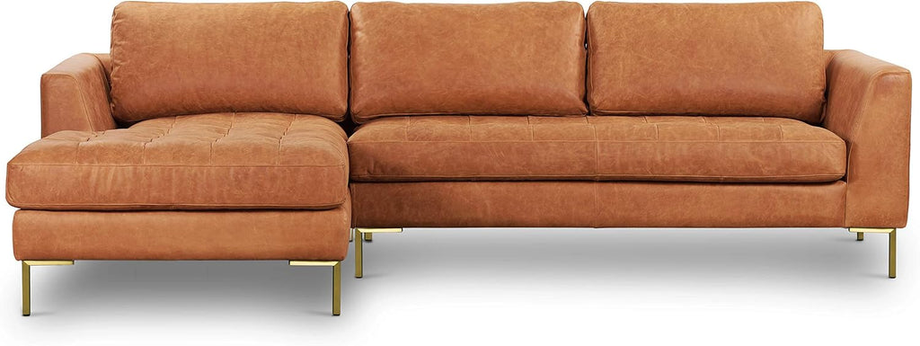 Cognac tan Italian leather sectional