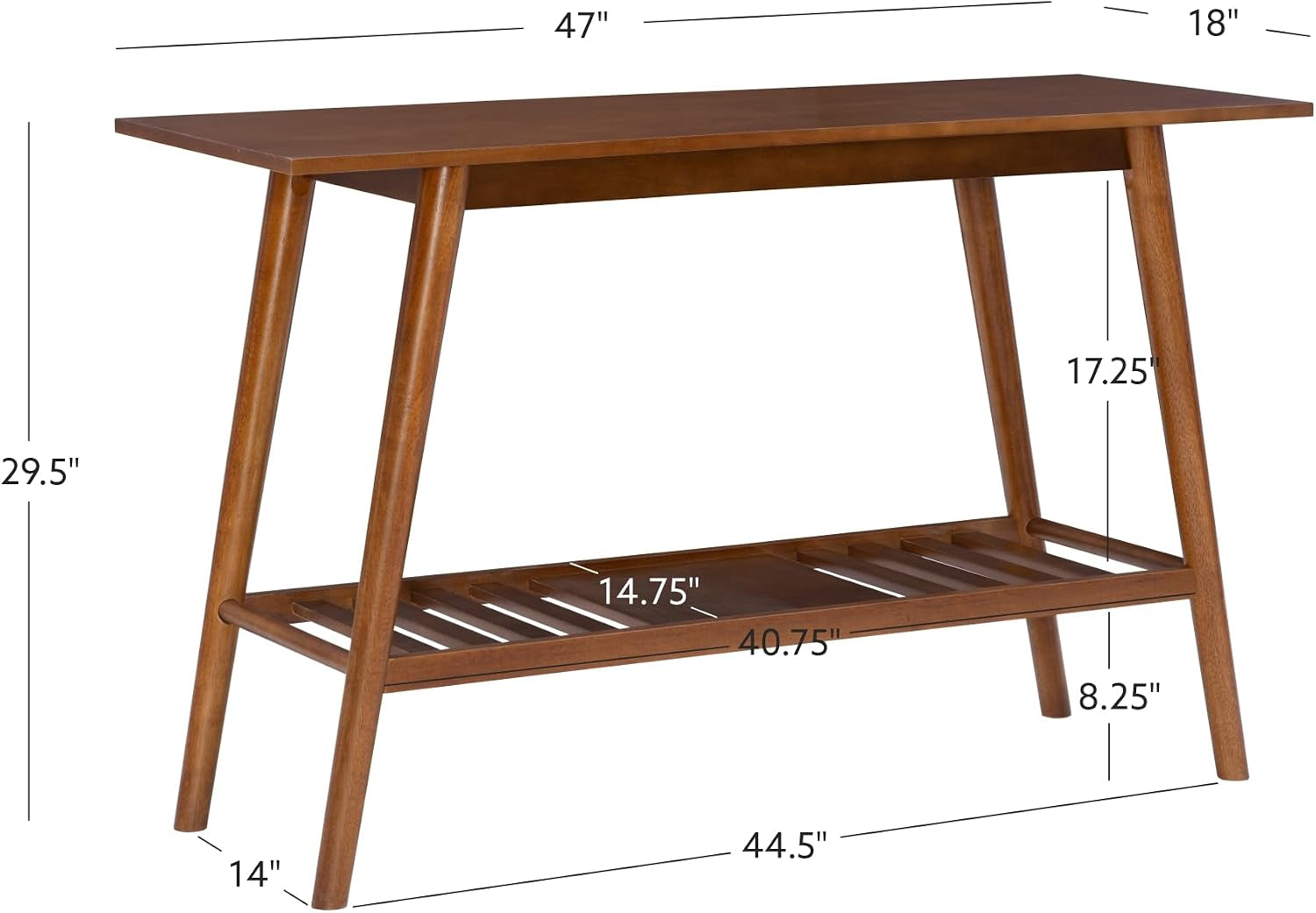 Melissa Mid-Century Modern Walnut Console Table