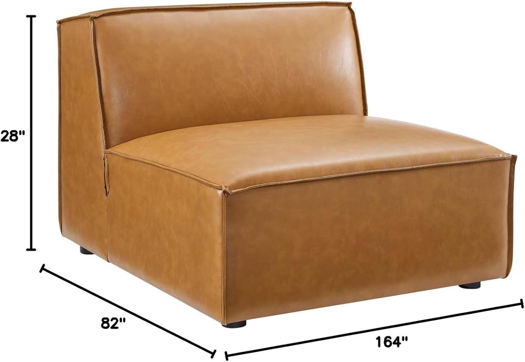 Restore Vegan Leather Sectional Sofa, 82 X 164 X 28, Tan